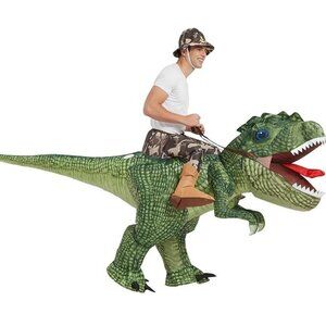 One Casa Adult Inflatable Dinosaur Riding T Rex Halloween Costume Cosplay Party